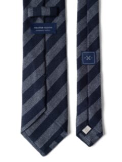 Navy and Grey Striped Wool Grenadine Tie Product Thumbnail 3