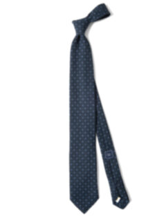 Navy Foulard Wool Tie Product Thumbnail 4