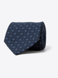 Navy Foulard Wool Tie Product Thumbnail 1