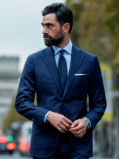 Navy Foulard Wool Tie Product Thumbnail 5