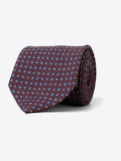 Burgundy Small Foulard Wool Tie Product Thumbnail 1