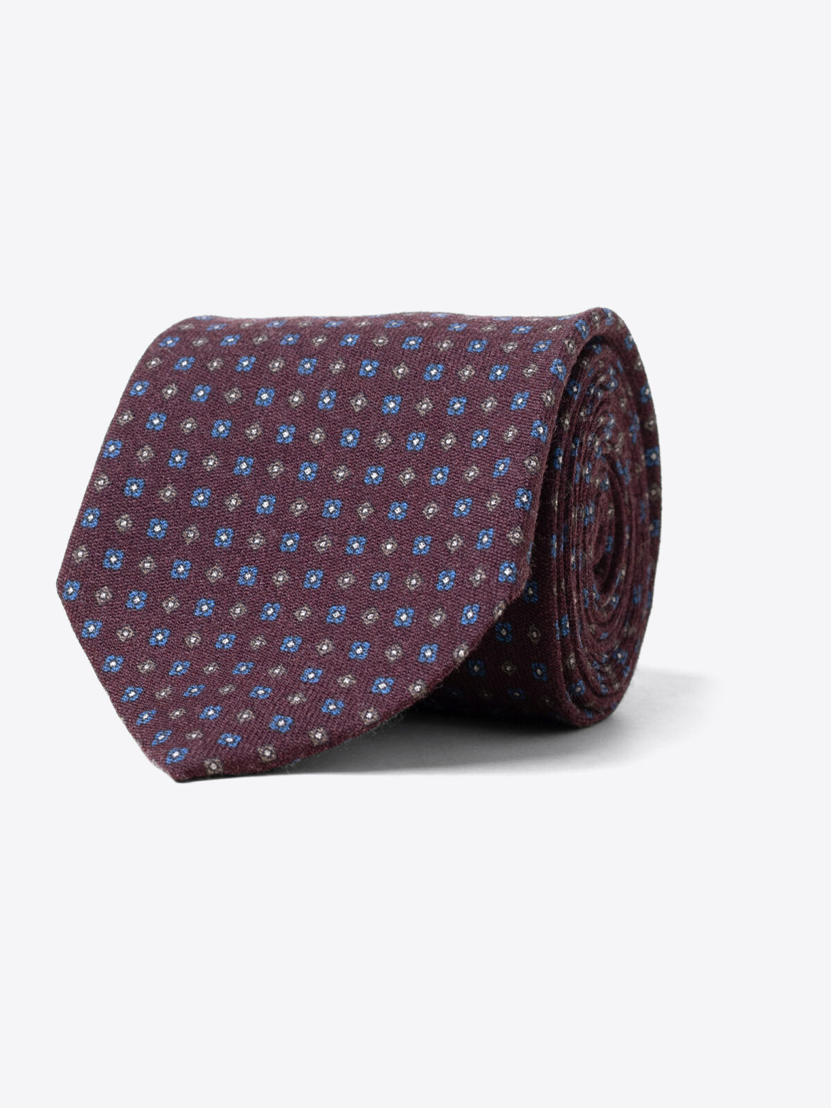 Burgundy Small Foulard Wool Tie