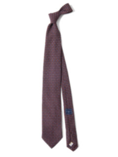 Burgundy Small Foulard Wool Tie Product Thumbnail 4