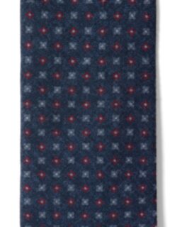 Navy and Scarlet Foulard Wool Tie Product Thumbnail 2