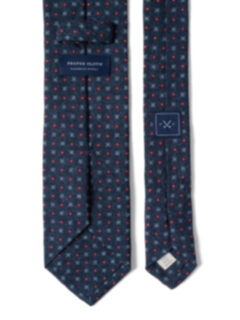 Navy and Scarlet Foulard Wool Tie Product Thumbnail 3