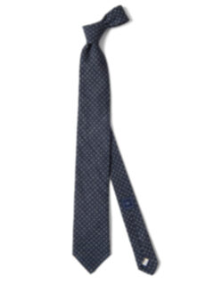 Navy and Grey Foulard Wool Tie Product Thumbnail 4