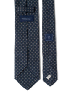 Navy and Grey Foulard Wool Tie Product Thumbnail 3
