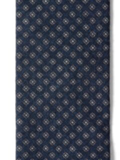 Navy and Grey Foulard Wool Tie Product Thumbnail 2