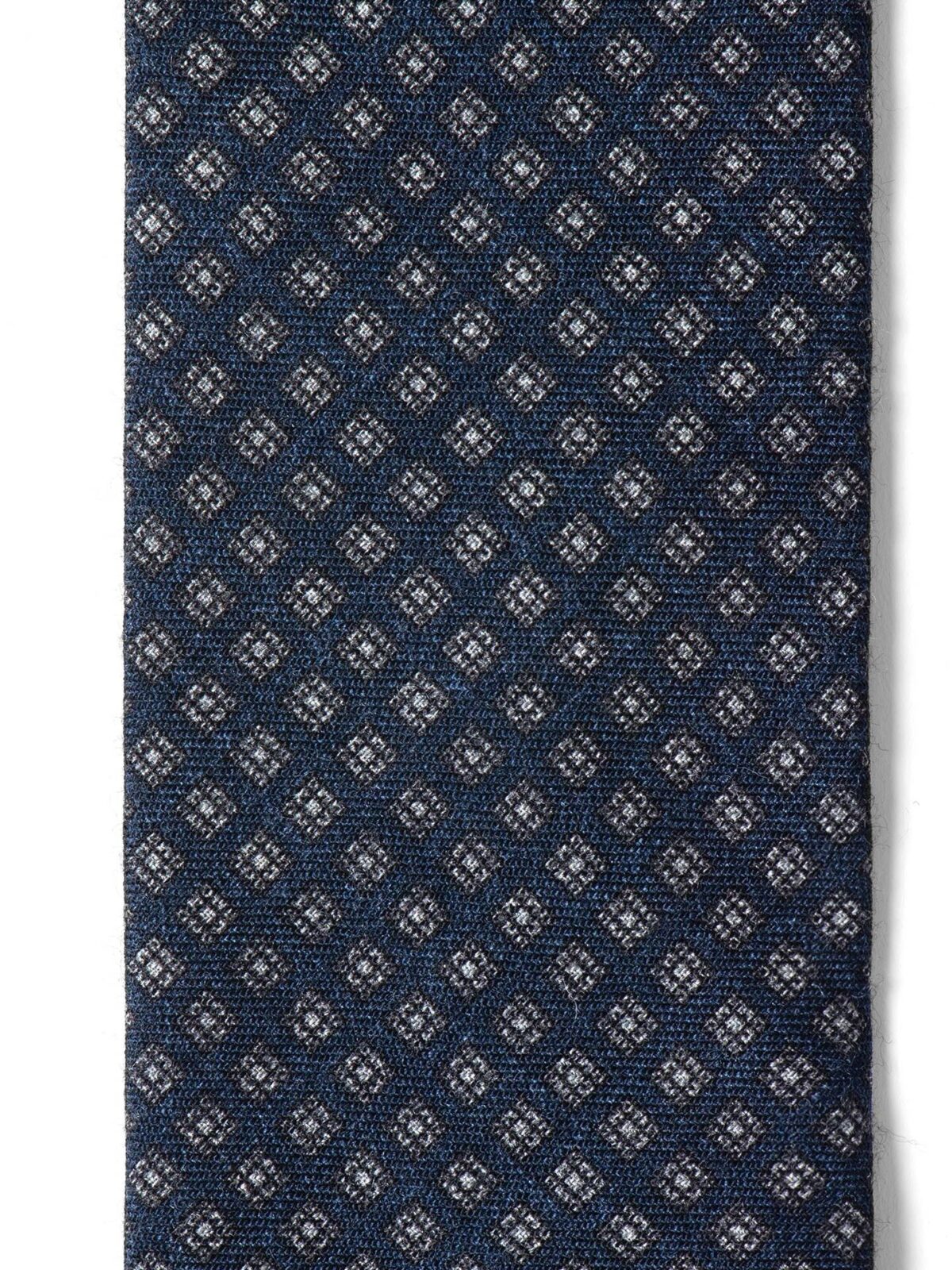 Navy and Grey Foulard Wool Tie