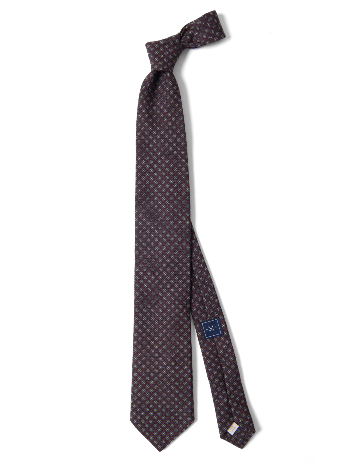 Scarlet and Grey Foulard Wool Tie