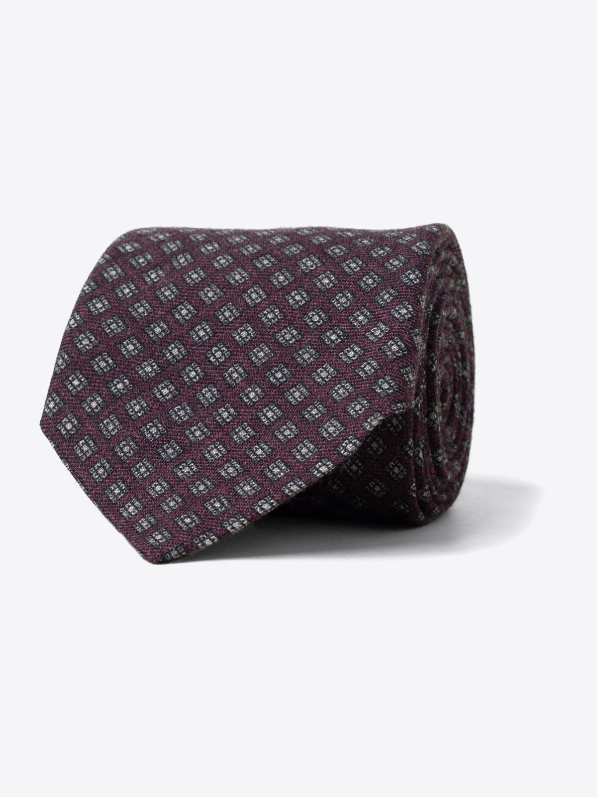 Scarlet and Grey Foulard Wool Tie