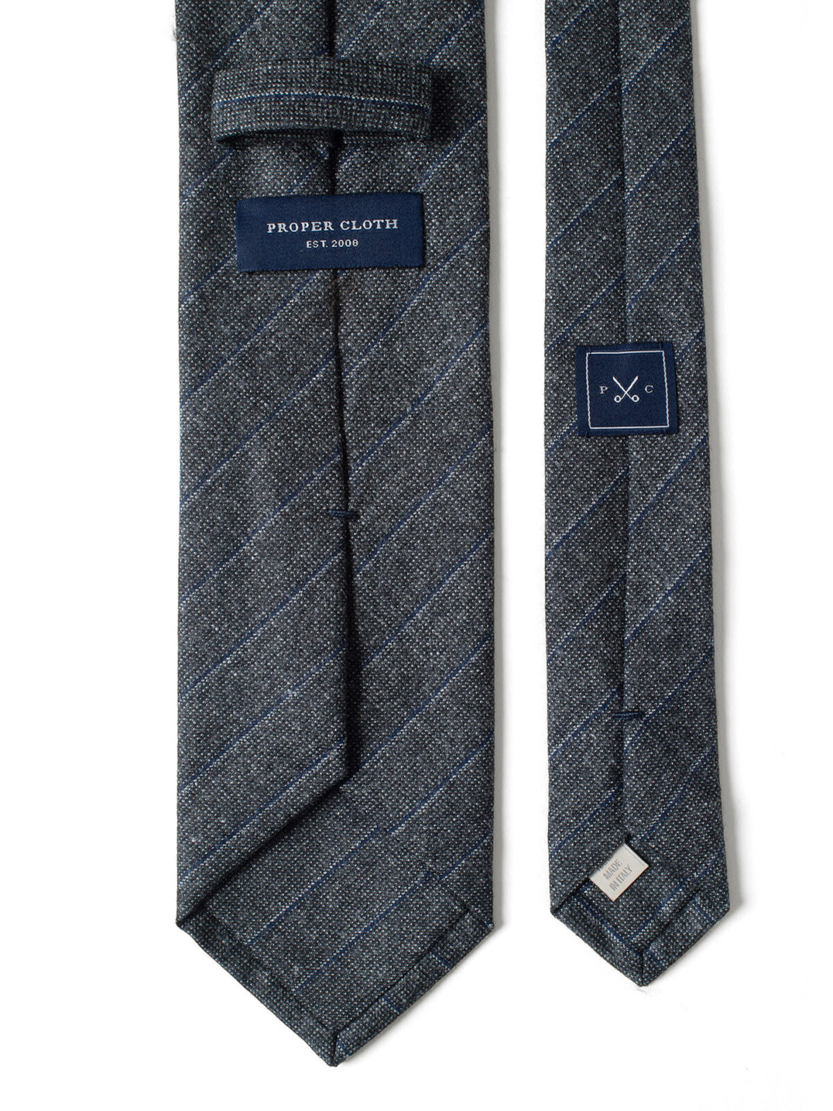 Grey Pinstripe Wool Tie