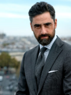 Grey Pinstripe Wool Tie Product Thumbnail 5