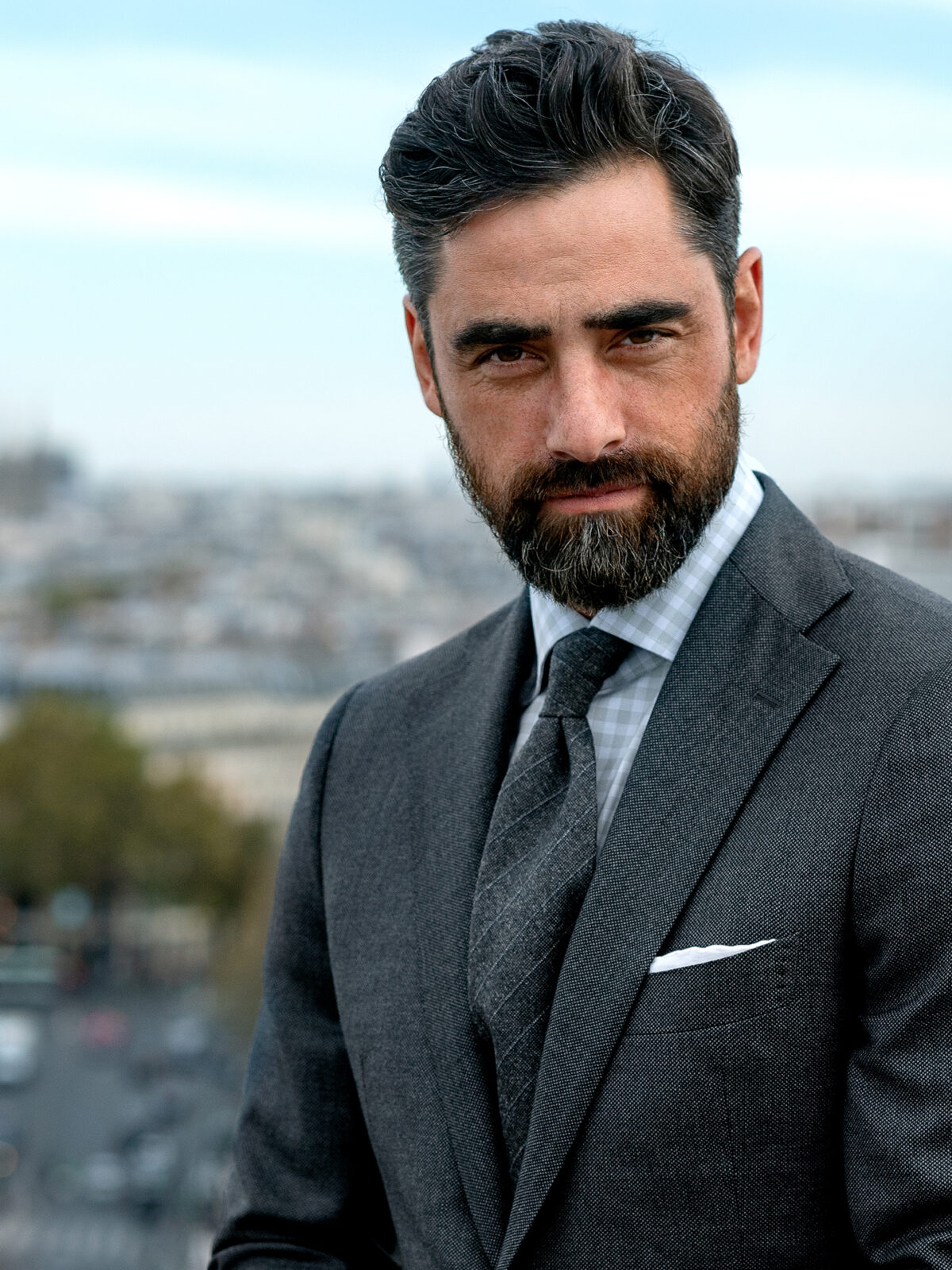 Grey Pinstripe Wool Tie