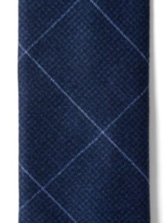 Navy Windowpane Wool Tie Product Thumbnail 2