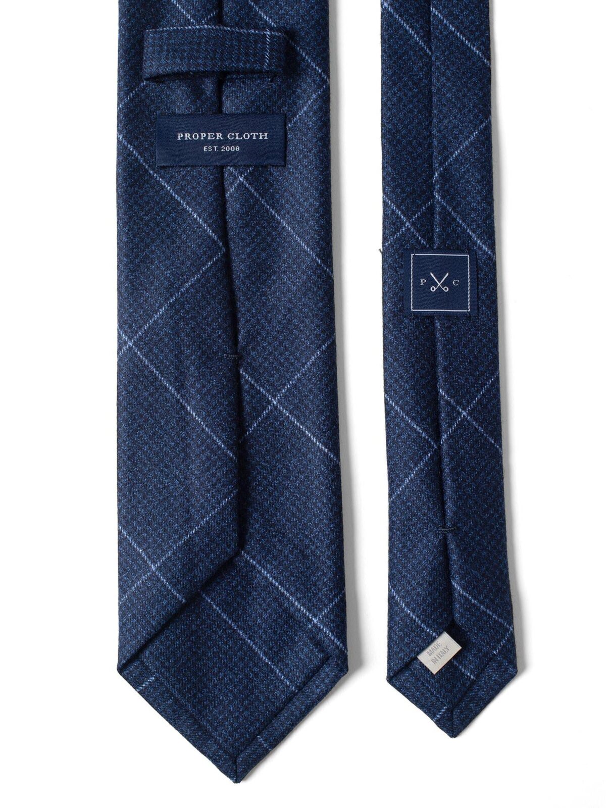 Navy Windowpane Wool Tie
