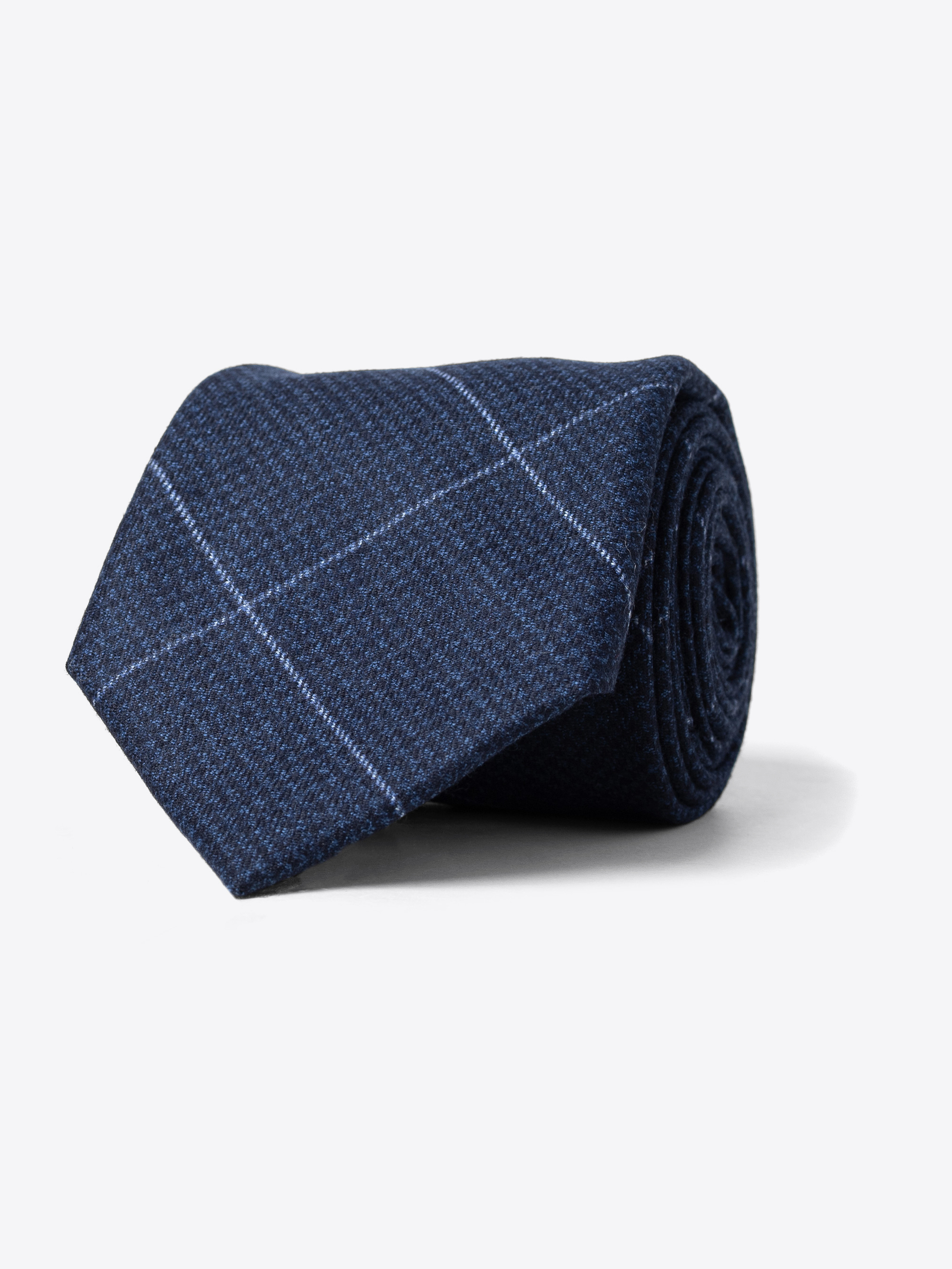 Zoom Image of Navy Windowpane Wool Tie