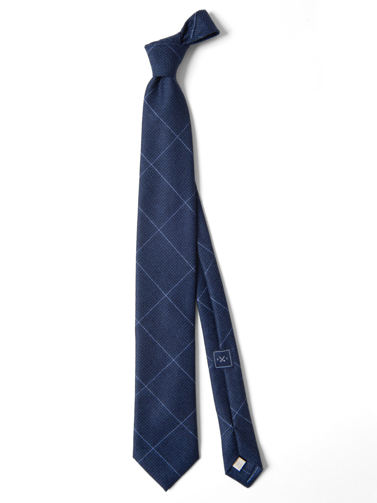 Navy Windowpane Wool Tie