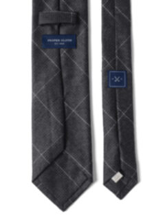 Charcoal Windowpane Wool Tie Product Thumbnail 3