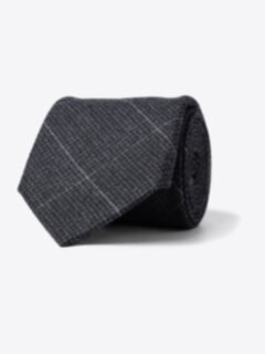 Charcoal Windowpane Wool Tie Product Thumbnail 1