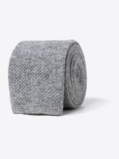Grey Cashmere Knit Tie Product Thumbnail 1