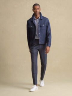 Sedona Navy Wool and Linen Unlined Trucker Jacket Product Thumbnail 2