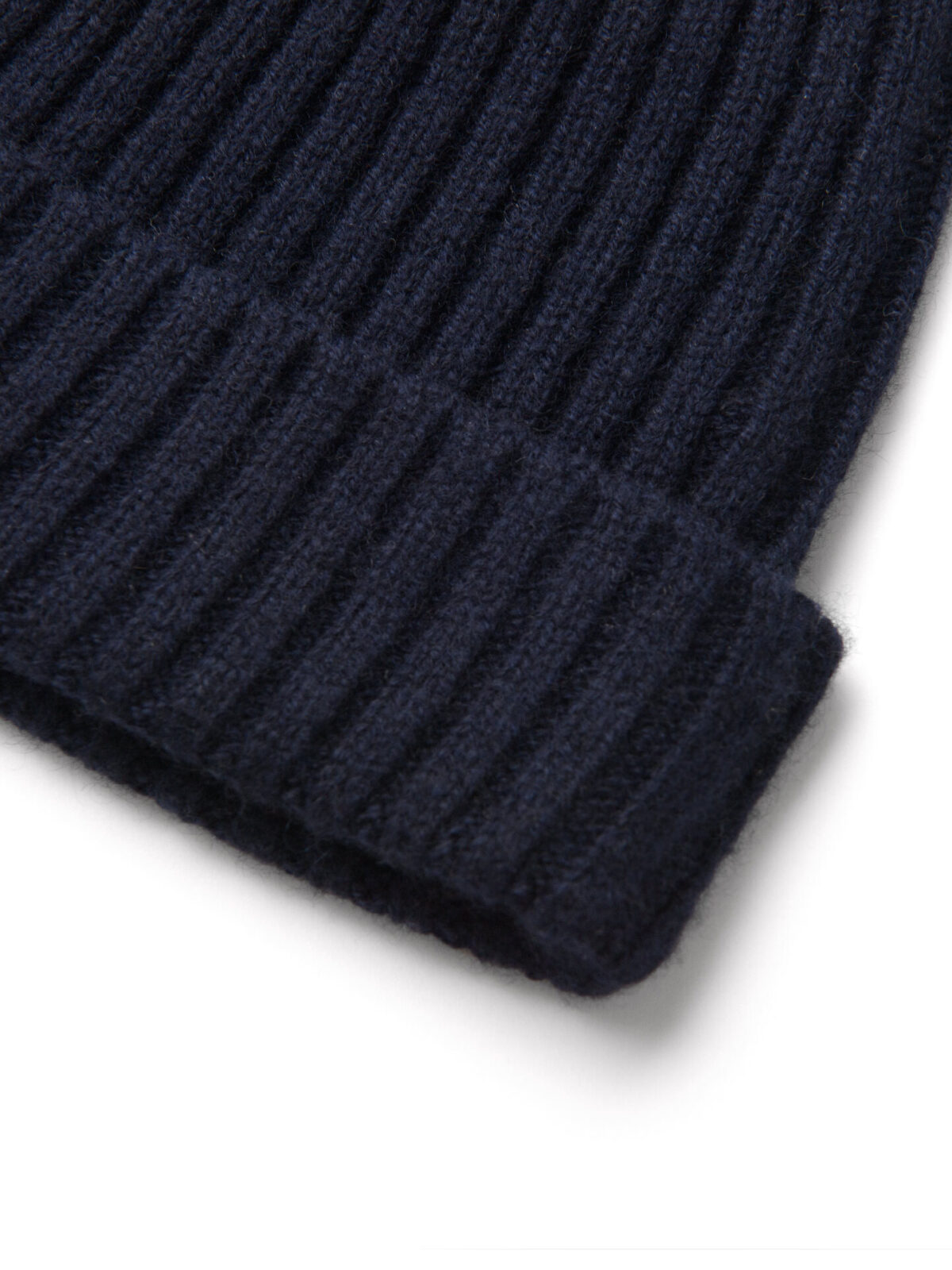 Navy Cashmere Ribbed Beanie