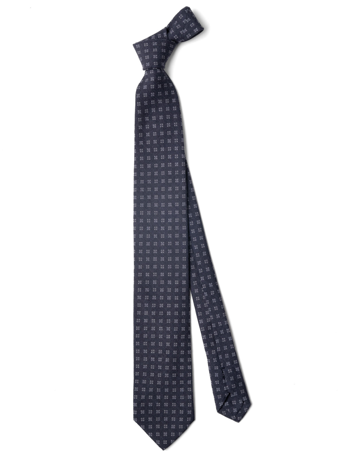 Navy and Grey Printed Wool Tie