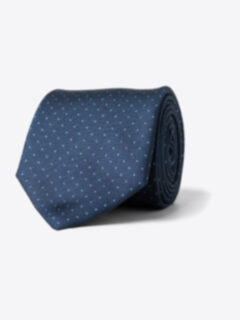 Navy and Light Blue Pindot Silk Tie Product Thumbnail 1