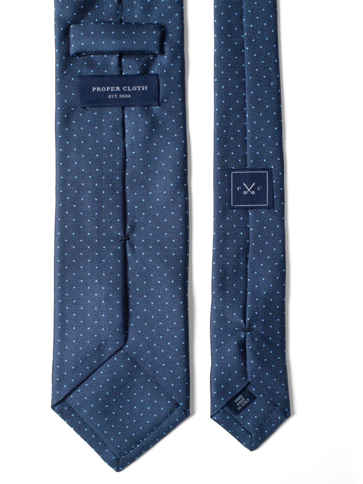 Navy and Light Blue Pindot Silk Tie