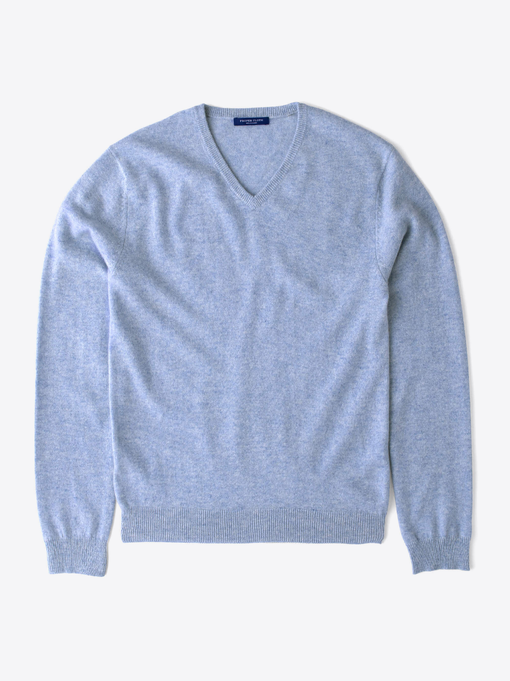 Zoom Image of Light Blue Cashmere V-Neck Sweater