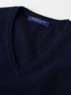 Navy Cashmere V-Neck Sweater Product Thumbnail 5
