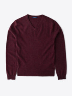 Crimson Melange Cashmere V-Neck Sweater Product Thumbnail 1
