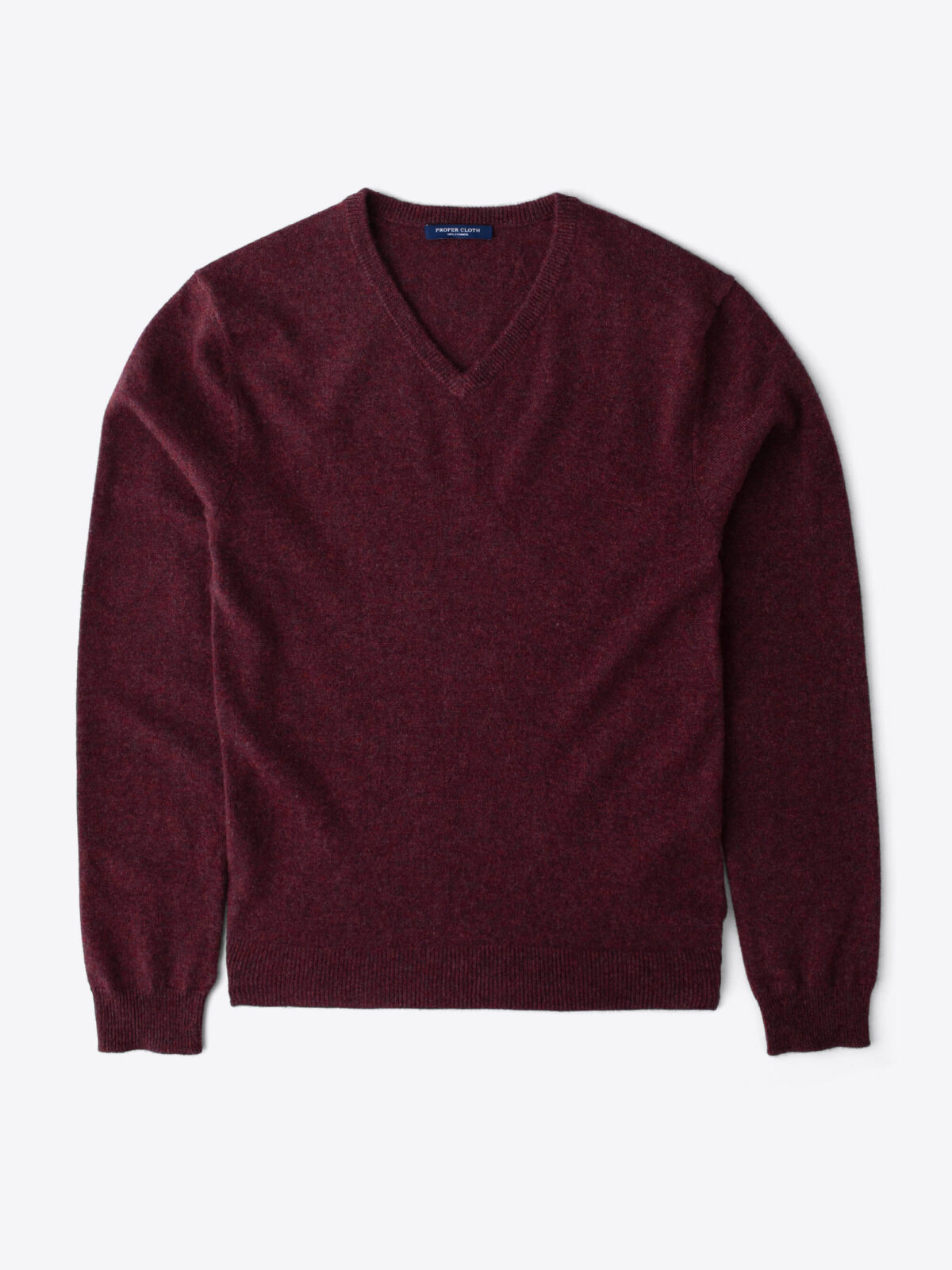 Crimson Melange Cashmere V-Neck Sweater