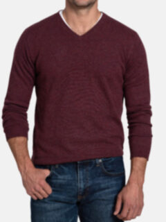 Crimson Melange Cashmere V-Neck Sweater Product Thumbnail 3