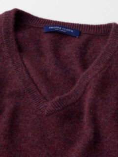 Crimson Melange Cashmere V-Neck Sweater Product Thumbnail 4
