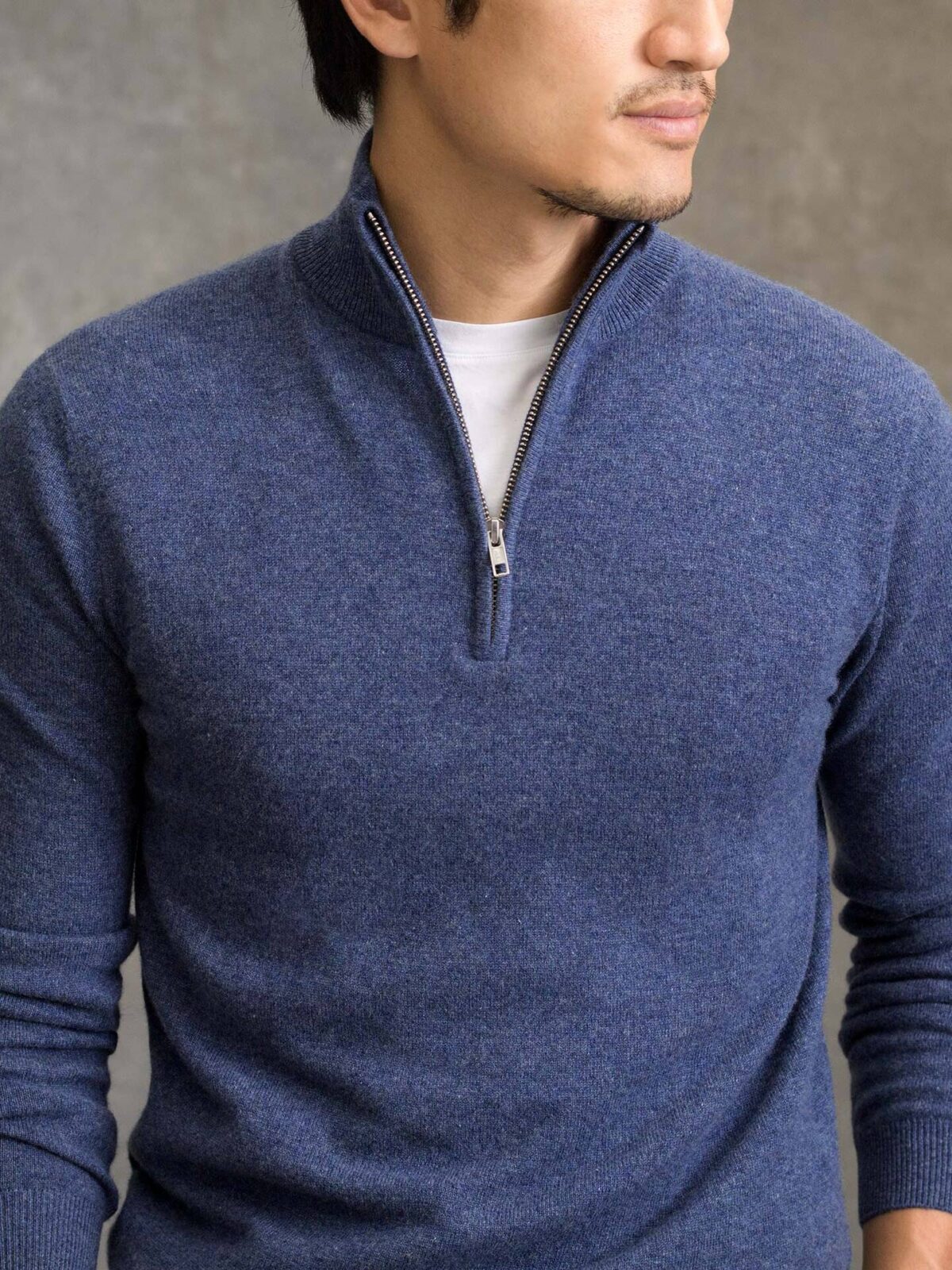 Slate Cashmere Half-Zip Sweater