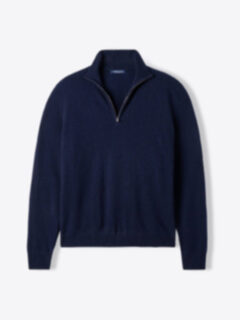 Navy Cashmere Half-Zip Sweater Product Thumbnail 1