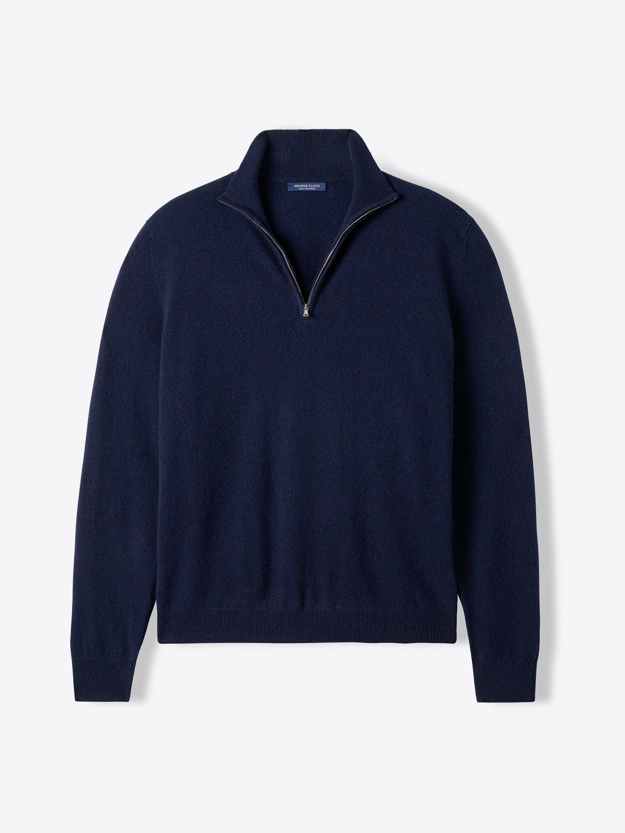 Zoom Image of Navy Cashmere Half-Zip Sweater