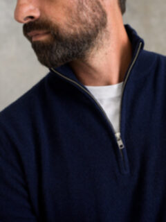 Navy Cashmere Half-Zip Sweater Product Thumbnail 4