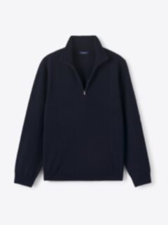 Navy Cashmere Half-Zip Sweater Product Thumbnail 4