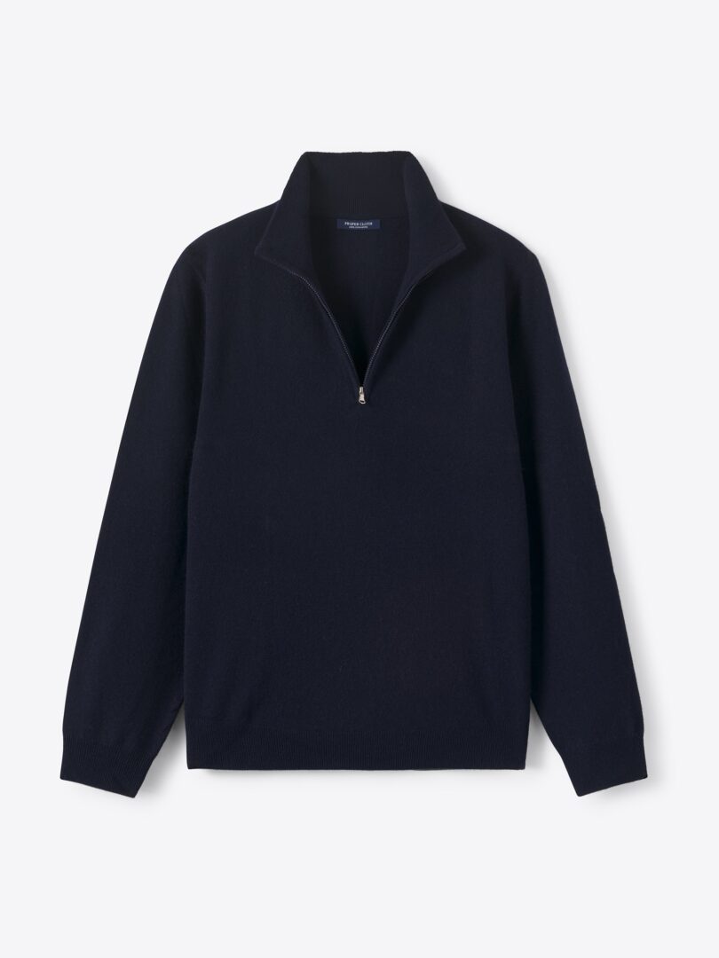 Navy Cashmere Half-Zip Sweater