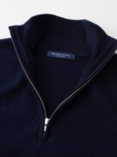 Navy Cashmere Half-Zip Sweater Product Thumbnail 5