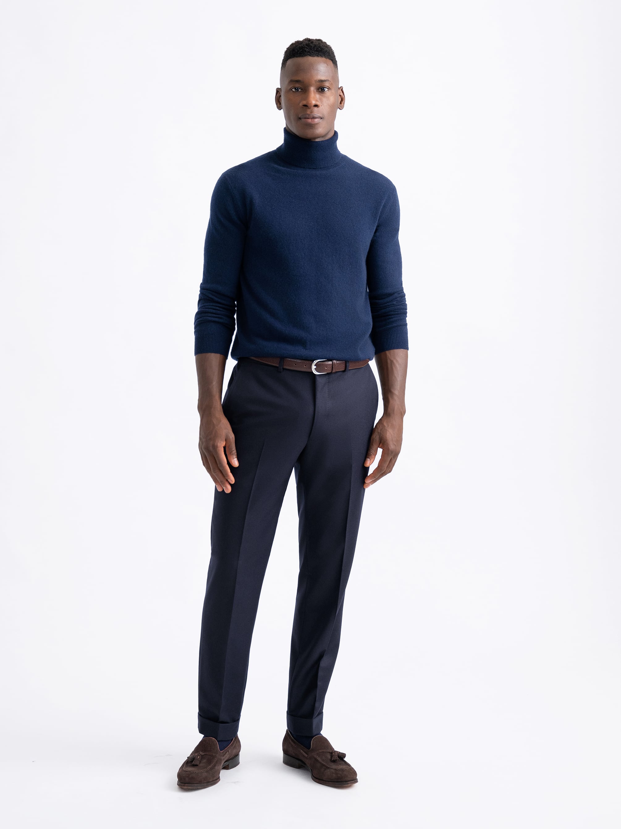 Navy Cashmere Turtleneck Sweater by Proper Cloth