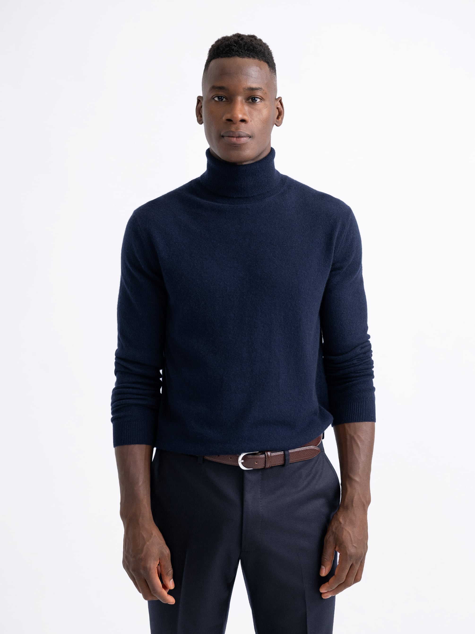 Navy Cashmere Turtleneck Sweater by Proper Cloth