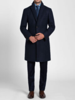 Bleecker Navy Herringbone Wool and Cashmere Coat Product Thumbnail 2