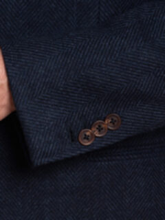 Bleecker Navy Herringbone Wool and Cashmere Coat Product Thumbnail 4