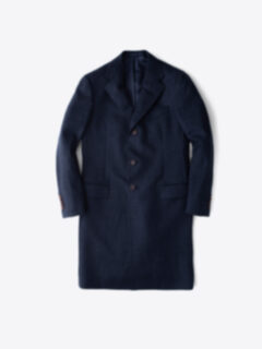 Bleecker Navy Herringbone Wool and Cashmere Coat Product Thumbnail 1