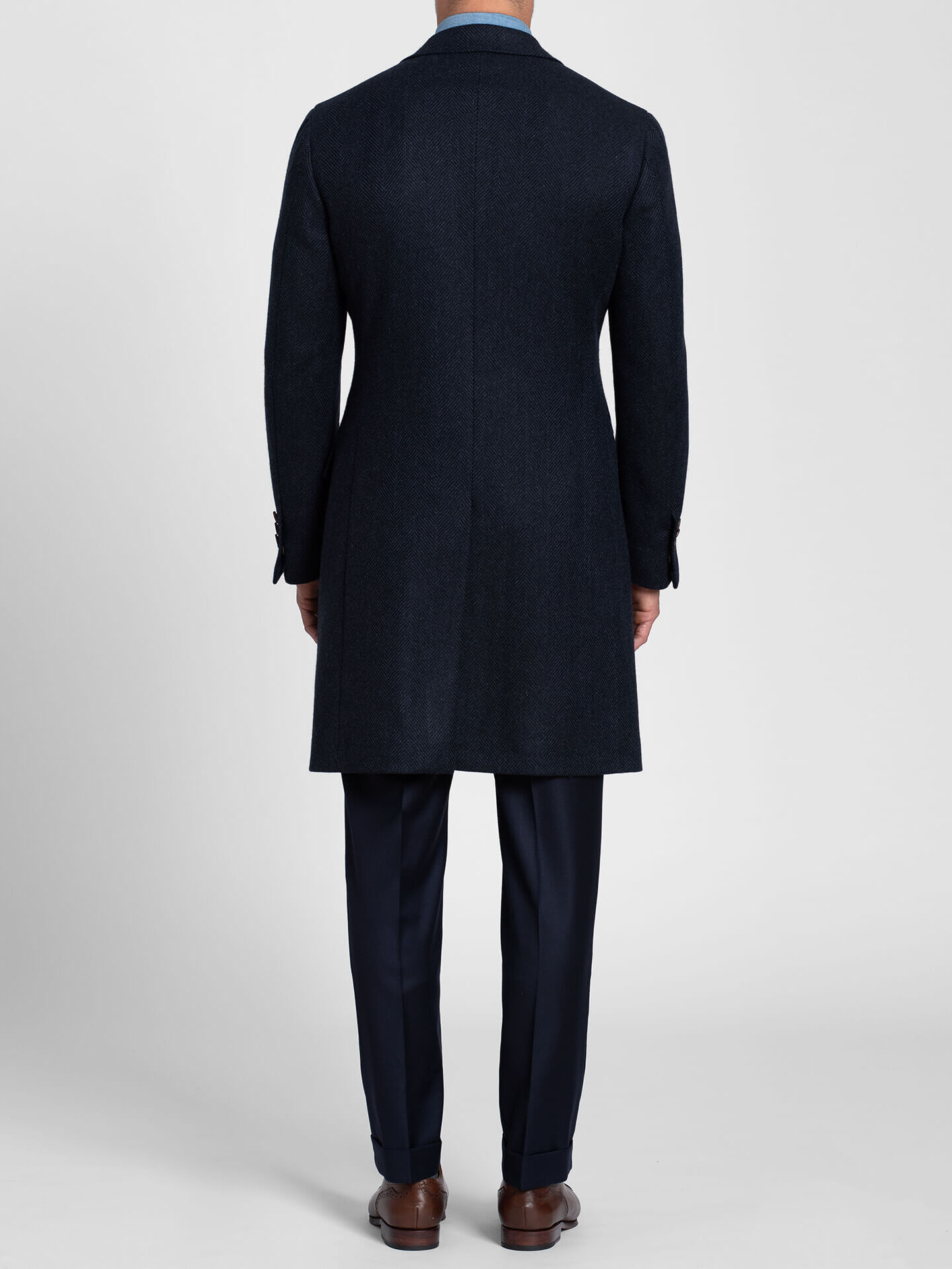 Bleecker Navy Herringbone Wool and Cashmere Coat by Proper Cloth