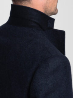 Bleecker Navy Herringbone Wool and Cashmere Coat Product Thumbnail 5